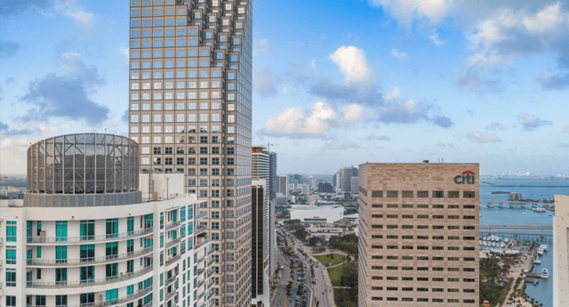 aerial photograph of city buildings